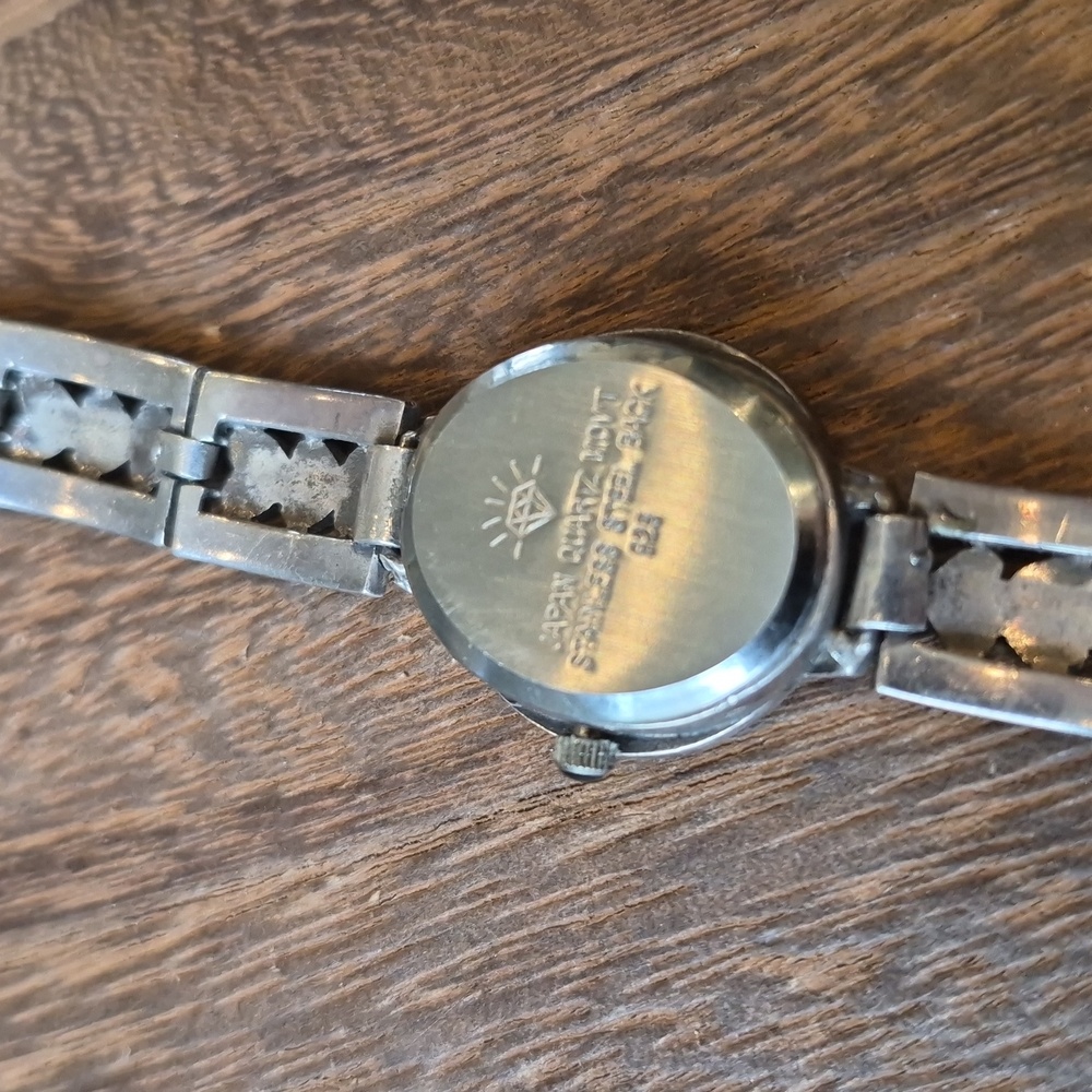 Vintage 925 Marcasite Heart Detail Chain Link Round Face Watch New Battery - Picture 10 of 12
